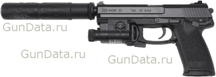 Пистолет Хеклер Кох Мк23 (Heckler&Koch Mk 23) с глушителем и ЛЦУ